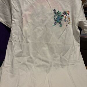 Hybrid Apparel White Tee with Cartoon Characters